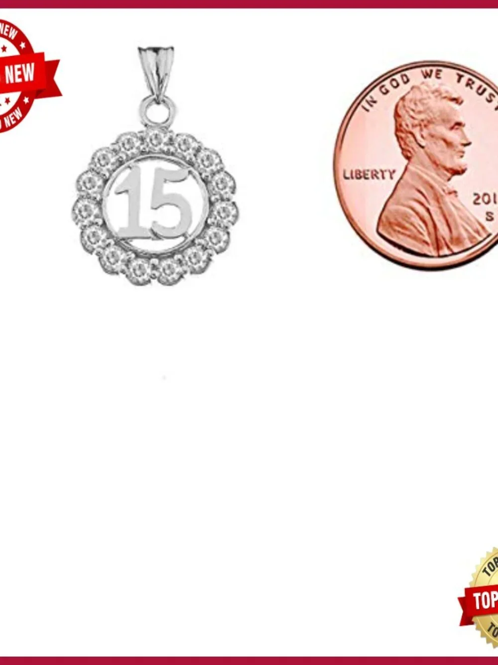 Round CZ-Studded Quinceanera Pendant in Sterling Silver